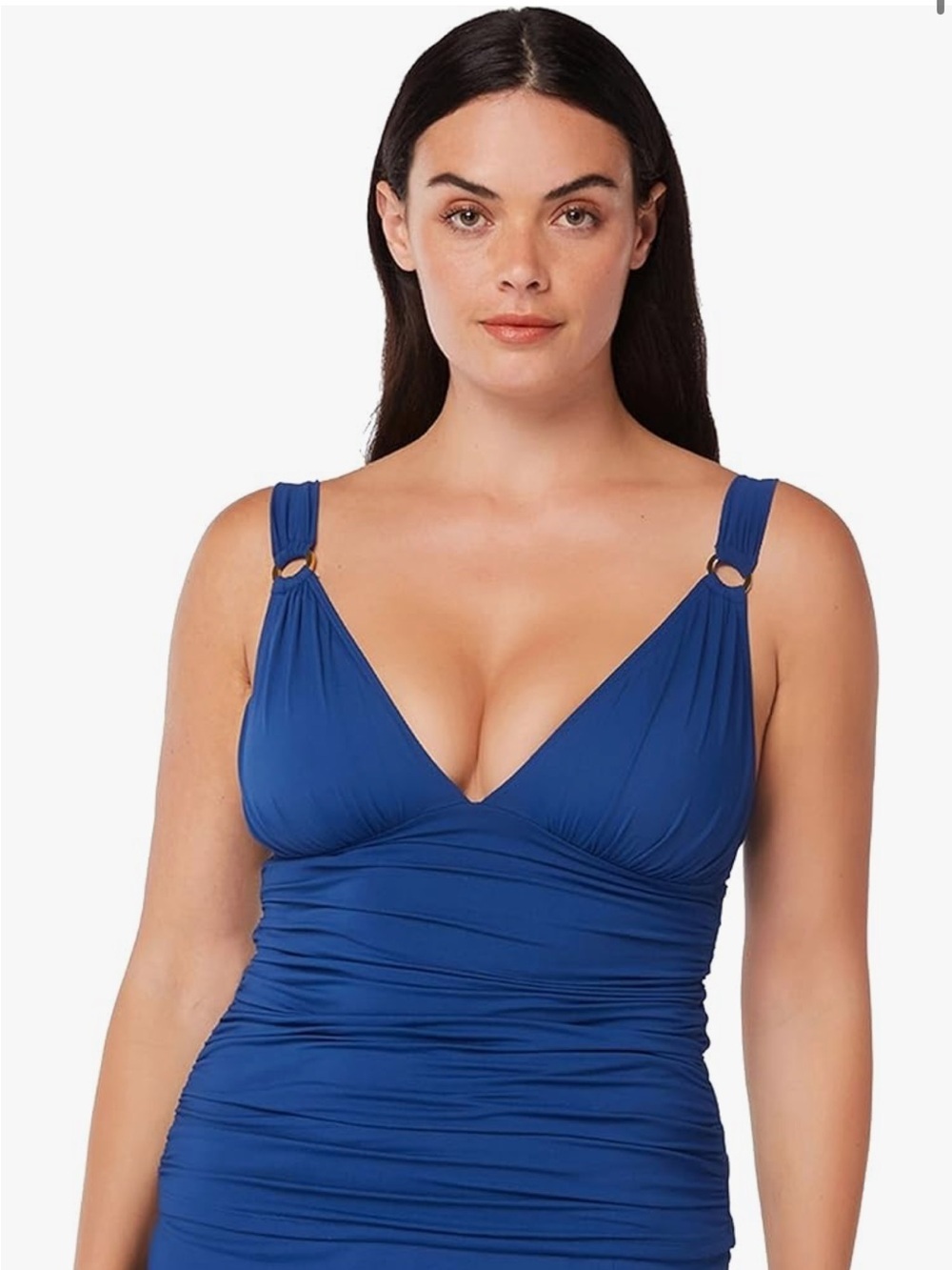 NWT Bleu Rod Beattie Tankini  Size 8 Blue Over The Shoulder W/Molded Cups